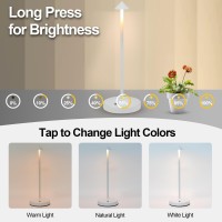 Sunligtgo Portable Led Cordless Table Lamps 2 Pack 5500Mah Rechargeable Battery Operated Restaurant Table Lamp 3 Colors Mode S