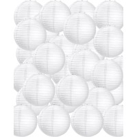 Treela 90 Pack 10 Inches White Chinese Japanese Paper Lanterns Decorative Hanging Ball Lanterns Round Paper Lantern Lamps For We