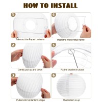 Treela 90 Pack 10 Inches White Chinese Japanese Paper Lanterns Decorative Hanging Ball Lanterns Round Paper Lantern Lamps For We