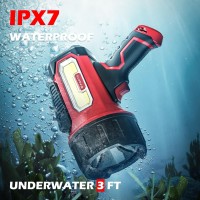 Forto Rechargeable Spotlight Flashlight With 2000 Lumens Handheld Spotlight With Foldable Stand 6 Light Modes Ipx7 Waterproof