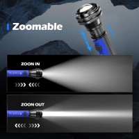 Forto Flashlight 100000 High Lumens Super Bright Led Rechargeable Flashlight Zoomable Waterproof 4 Modes Flash Light With Side L