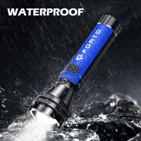 Forto Flashlight 100000 High Lumens Super Bright Led Rechargeable Flashlight Zoomable Waterproof 4 Modes Flash Light With Side L