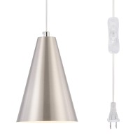 Brushed Nickel Plug In Pendant Light Hanging Lights With Plug In Cord Onoff Switch Mini Silver Pendant Lights For Kitchen Isla