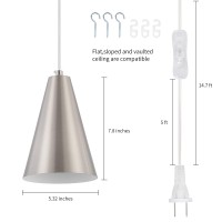 Brushed Nickel Plug In Pendant Light Hanging Lights With Plug In Cord Onoff Switch Mini Silver Pendant Lights For Kitchen Isla