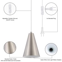 Brushed Nickel Plug In Pendant Light Hanging Lights With Plug In Cord Onoff Switch Mini Silver Pendant Lights For Kitchen Isla