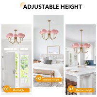 Bokt 5 Light Gold Globe Sputnik Chandelier Modern Pink Glass Sputnik Pendant Lights Kitchen Island Mid Century Vintage Brushed B