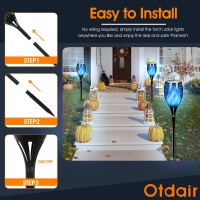 Otdair Halloween Decorations Outdoor 4 Pack 96 Leds Solar Halloween Lights Outdoor With Blue Flame For Halloween Decor Waterpr