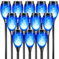 Otdair Halloween Decorations Outdoor 12 Pack Waterproof Solar Halloween Lights Outdoor With Blue Flame For Halloween Decor Tor