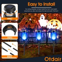 Otdair Halloween Decorations Outdoor 12 Pack Waterproof Solar Halloween Lights Outdoor With Blue Flame For Halloween Decor Tor