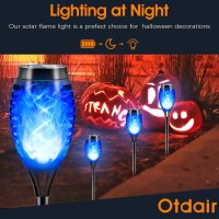 Otdair Halloween Decorations Outdoor 12 Pack Waterproof Solar Halloween Lights Outdoor With Blue Flame For Halloween Decor Tor