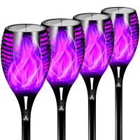 Otdair Halloween Decorations Outdoor 4 Pack 96 Leds Solar Halloween Lights Outdoor With Purple Flame For Halloween Decor Water