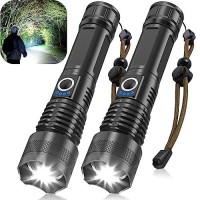 Victoper Led Flashlights 2 Pack, High Powered 10000 Lumens Super Bright Tactical Flashlight, Rechargeable Flash Light, 5 Modes Zoomable Waterproof Flash Lights For Emergency, Outdoor, Camping, Hiking