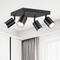 Ketom Ceiling Spot Lights Indoor 4 Lights Led Flush Mount Ceiling Light Fixture Gu10 Head Modern Black Adjustable Directional L