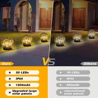 Syouhome Solar Garden Lights Outdoor Waterproof 4 Pack 50 Leds Cracked Glass Ball Light Ground Landscape Garden Decor Solar G