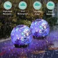 Syouhome Solar Garden Lights Outdoor Waterproof 4 Pack 50 Leds Cracked Glass Ball Light Ground Landscape Garden Decor Solar G