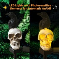 Qh Garden Halloween Outdoor Decoration Solar Lights Waterproof Ghost Lights Skull Solar Garden Lights With Black Crow On Sku