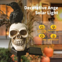 Qh Garden Halloween Outdoor Decoration Solar Lights Waterproof Ghost Lights Skull Solar Garden Lights With Black Crow On Sku