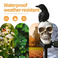 Qh Garden Halloween Outdoor Decoration Solar Lights Waterproof Ghost Lights Skull Solar Garden Lights With Black Crow On Sku