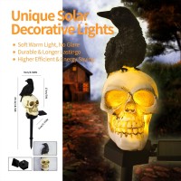 Qh Garden Halloween Outdoor Decoration Solar Lights Waterproof Ghost Lights Skull Solar Garden Lights With Black Crow On Sku