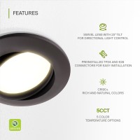 Asd Bronze 4 Inch Gimbal Retrofit Led Recessed Lighting 5Cct 2700K 3000K 3500K 4000K 5000K Adjustable Dimmable Downlights 10W 86