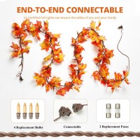 Fall Decor Fall Decorations For Home 9Ft Plug In Fall Garland With Lights 50 Orange Bulbs Connectable Lighted Fall Garland Light