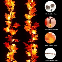 Fall Decor Fall Decorations For Home 9Ft Plug In Fall Garland With Lights 50 Orange Bulbs Connectable Lighted Fall Garland Light