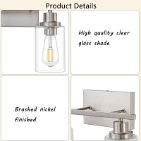 Hccz 2 Light Bathroom Light Fixtures Brushed Nickel Vanity Light Over Mirror Modern Farmhouse Wall Lighting Sconces Wall Lamp For Bathroom, Bedroom, Living Room E26 Socket With Glass Shade