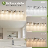 Zhizenl Bathroom Light Fixtures 6 Light Brushed Nickel Vanity Lights Dimmable Led Bathroom Vanity Light Over Mirror Modern Cr