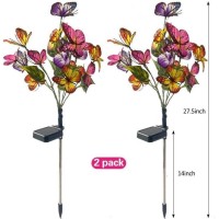 Igrark Solar Power Garden Lights, 2 Pack Butterflies Solar Flower Lights Outdoor Garden Stake, Pathway Lighting Led Lights For Yard Lawn Decorations, Ip65 Waterproof