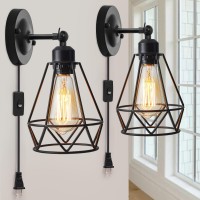 Yxth Plug In Wall Sconce Industrial Sconces Wall Lighting Vintage Wall Lamp With Plug In Cord Rustic Black Wall Sconce Fixtur