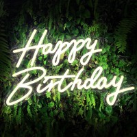 Colorsavvy Happy Birthday Neon Sign Large Neon Happy Birthday Sign For Backdrop With Dimmer Switch Reusable Happy Birthday Led