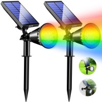 Kev Solar Spot Lights Outdoor18 Leds Solar Flood Lights With 8 Modes Colored Adjustable Ipx65 Waterproofhalloween Solar Spot