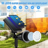 Kev Solar Spot Lights Outdoor18 Leds Solar Flood Lights With 8 Modes Colored Adjustable Ipx65 Waterproofhalloween Solar Spot