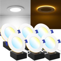 Sunco 6 Pack 4 Inch Ultra Thin Led Recessed Ceiling Lights Slim With Night Light 900 Lm Selectable Cct 2700K3000K3500K4000K