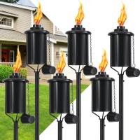 Zsmaiku Home Garden Torches For Outside Set Of 6 16 Oz Outdoor Metal Torch Garden Torches For Outside 59 Inches Citronella Tor