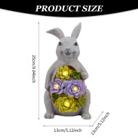 Lvoertuig Solar Garden Statues Outdoor Decor, Rabbit Garden Ornaments, Easter Bunny Statue Outdoor Statues For Patio, Lawn, Lawn, Yard Art Decoration, Housewarming Garden Gift (Grey)