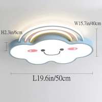 Dzqh-Qin Led Ceiling Light Dimmable Creative Cartoon Rainbow Clouds Ceiling Light, Close To Ceiling Fixtures For Kids Room Boys Girls Bedroom Modern Flush Mount Chandelier Lighting 19Inch (Blue)