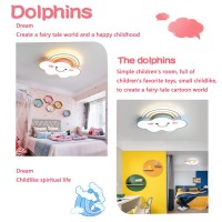 Dzqh-Qin Led Ceiling Light Dimmable Creative Cartoon Rainbow Clouds Ceiling Light, Close To Ceiling Fixtures For Kids Room Boys Girls Bedroom Modern Flush Mount Chandelier Lighting 19Inch (Blue)