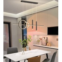 Dzqh-Qin Led Chandeliers For Dining Room, Pendant Lighting For Kitchen Island Pendant Light Fixtures, Dimmable Height Adjustable Modern Ceiling Decoration Design Kitchen Lights (Black, L47In)