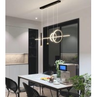 Dzqh-Qin Led Chandeliers For Dining Room, Pendant Lighting For Kitchen Island Pendant Light Fixtures, Dimmable Height Adjustable Modern Ceiling Decoration Design Kitchen Lights (Black, L47In)