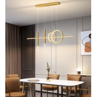 Dzqh-Qin Led Chandeliers For Dining Room, Pendant Lighting For Kitchen Island Pendant Light Fixtures, Dimmable Height Adjustable Modern Ceiling Decoration Design Kitchen Lights (Gold, L47In)