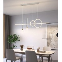 Dzqh-Qin Led Chandeliers For Dining Room, Pendant Lighting For Kitchen Island Pendant Light Fixtures, Dimmable Height Adjustable Modern Ceiling Decoration Design Kitchen Lights (White, L39In)