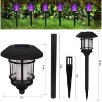 Dynaming 6 Pack Halloween Decorations Outdoor Solar Halloween Lights Purple Flickering Flame Solar Torch Lights Solar Powered