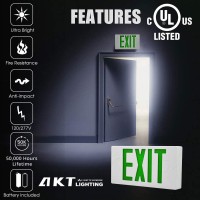 Akt Lighting Green Led Exit Sign Emergency Light With Battery Backup Double Face Hardwired Green Letter Emergency Exit Lighting