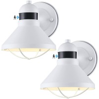 Lonedruid 2 Pack Motion Sensor Outdoor Led Porch Light Dusk To Dawn Exterior Wall Sconce White Outside Barn Lighting Fixtures Ru