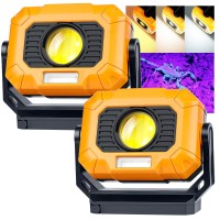 Adelante 2Pack Magnetic Work Light Rechargeable 1500Lm Led Work Light Flashlight With 360 Rotating Stand 3 Color Temperature 6