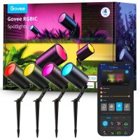 Govee Outdoor Spot Lights, Ip65 Waterproof Uplight Landscape Spotlights, Wifi Low Voltage Landscape Lights Work With Alexa, App Control, Rgbic Color Changing Lights For Patio Decorations, 4 Pack