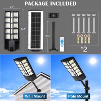 Zjojo 3800W Solar Street Light Outdoor Waterproof 30000Lm 1160 Leds Solar Lights For Outside Dusk To Dawn 9000K Led Parking Lo