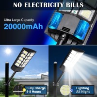 Zjojo 3800W Solar Street Light Outdoor Waterproof 30000Lm 1160 Leds Solar Lights For Outside Dusk To Dawn 9000K Led Parking Lo