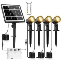 Meihua Solar Landscape Lights 4 In 1, 6V 4W Spotlights Outdoor Ip66 Waterproof 3 Brightness 2700K-6500K Color Adjustable Smooth Flash Led Landscape Lighting With Remote For Garden Tree Pathway